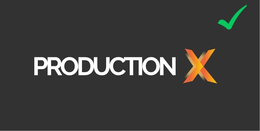 Logo von Production X auf dunklem Hintergrund Logo von Production X auf dunklem Hintergrund