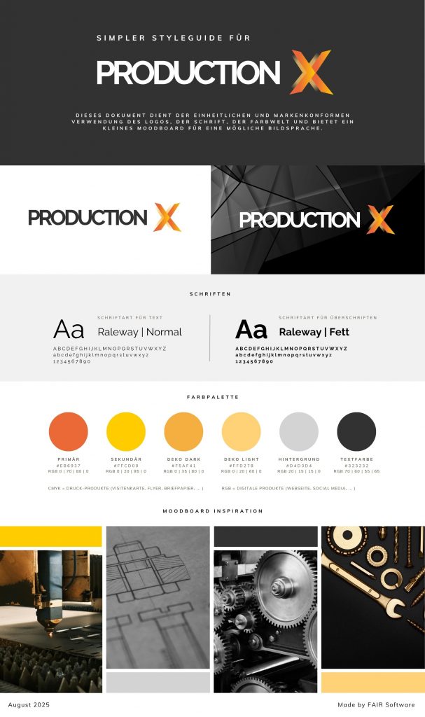 StyleguideProductionX - Seite 1 kleiner Styleguide für ProductionX - Seite 1